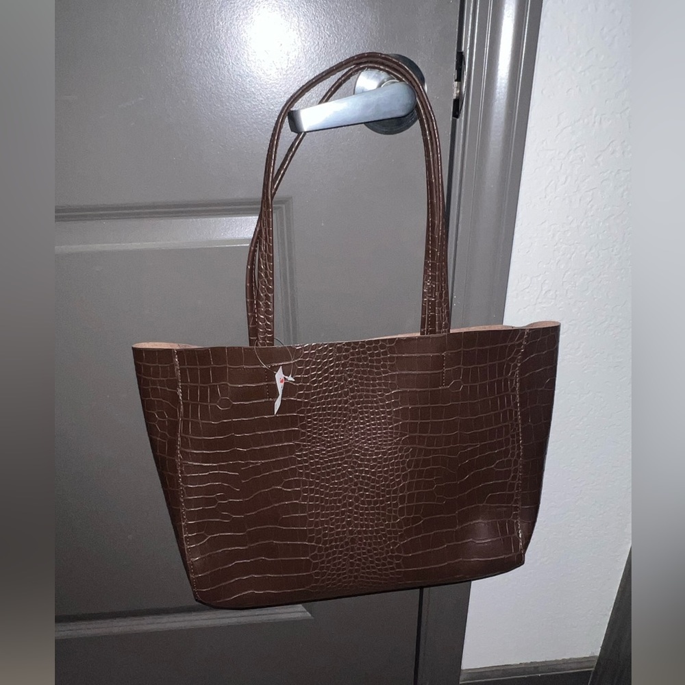 NWT - Faux Leather Tote Bag Brown